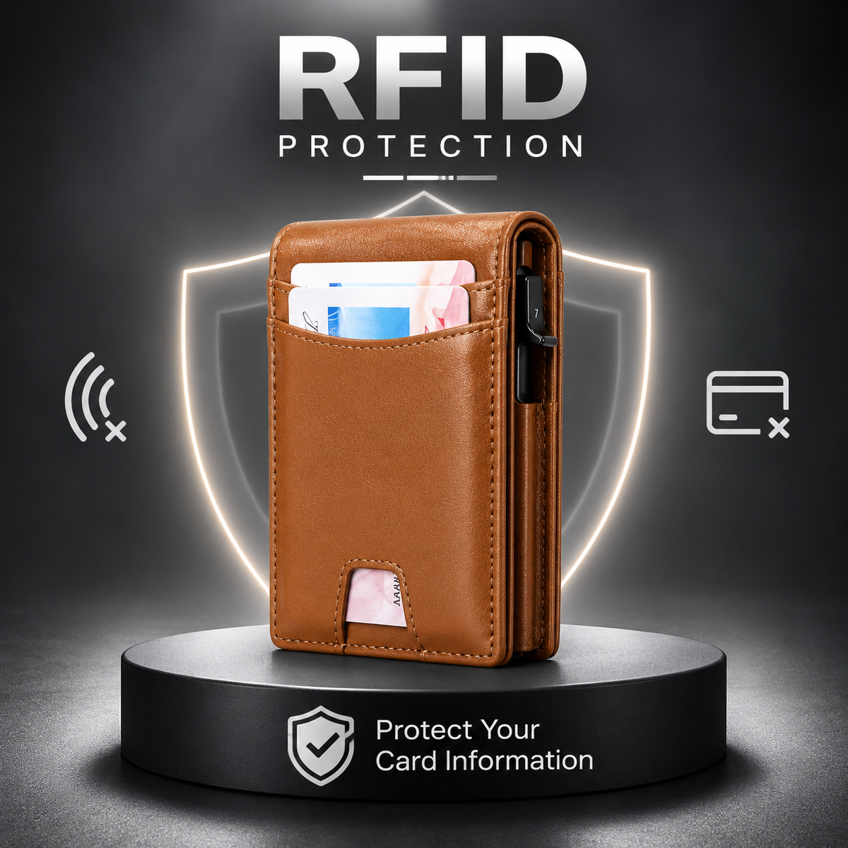 VaultGuard™ Leather RFID Pop-Up Wallet