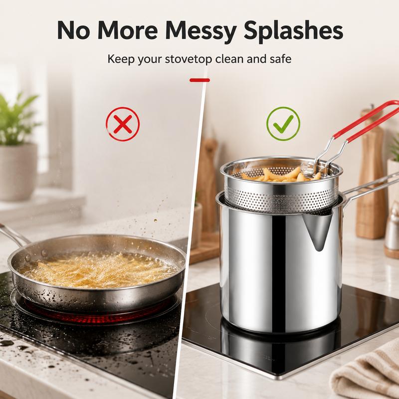 Stainless Steel Deep Fryer with Filter Rack