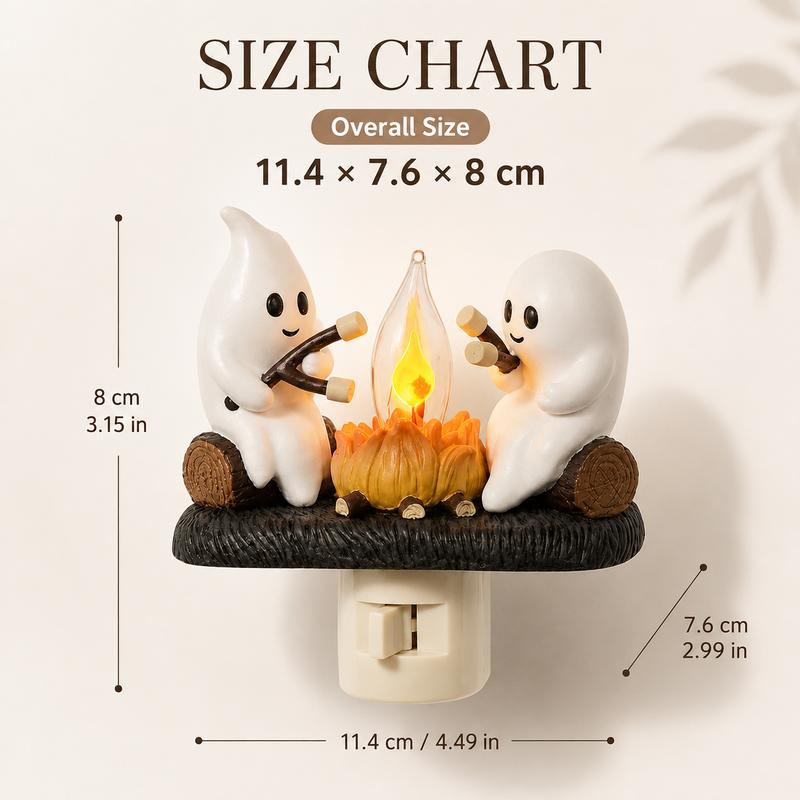 3D Flickering Campfire Plug-In Night Light, Halloween & Christmas Character LED Nightlight