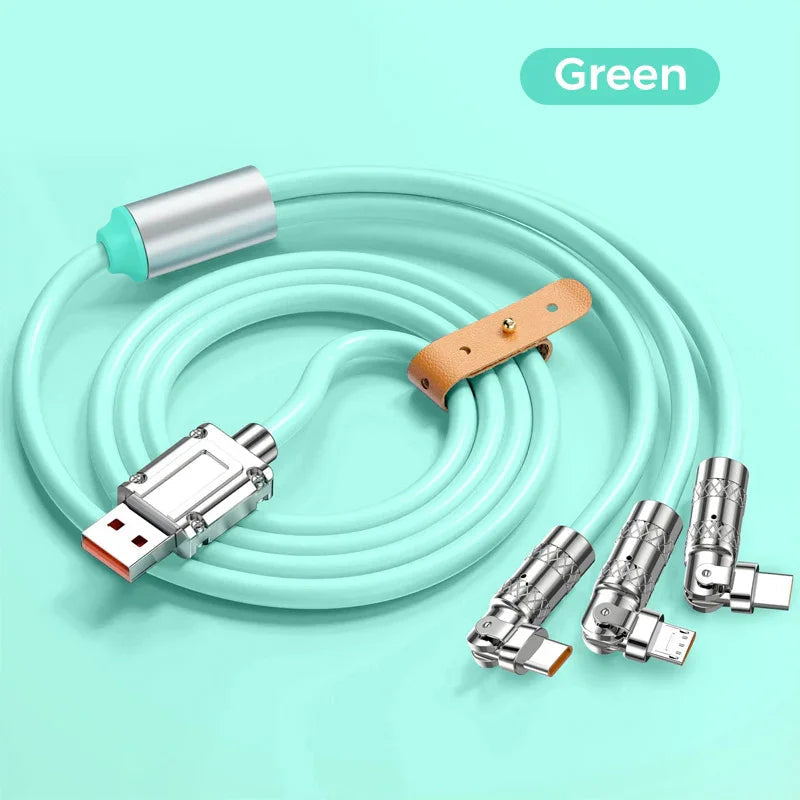 120W 3 in 1 Rotating Elbow Fast Charging Data Cable