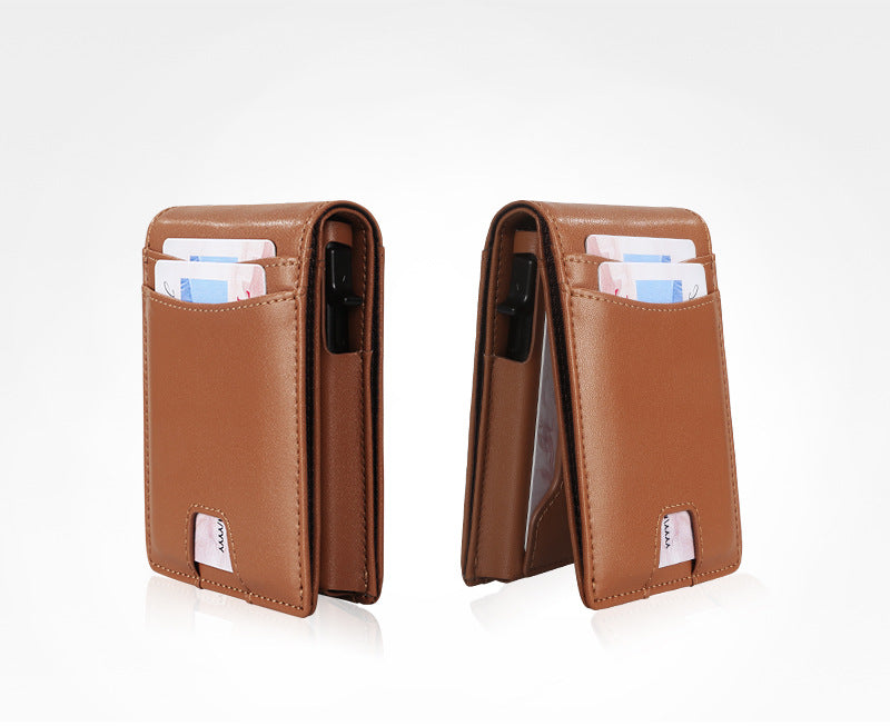 VaultGuard™ Leather RFID Pop-Up Wallet
