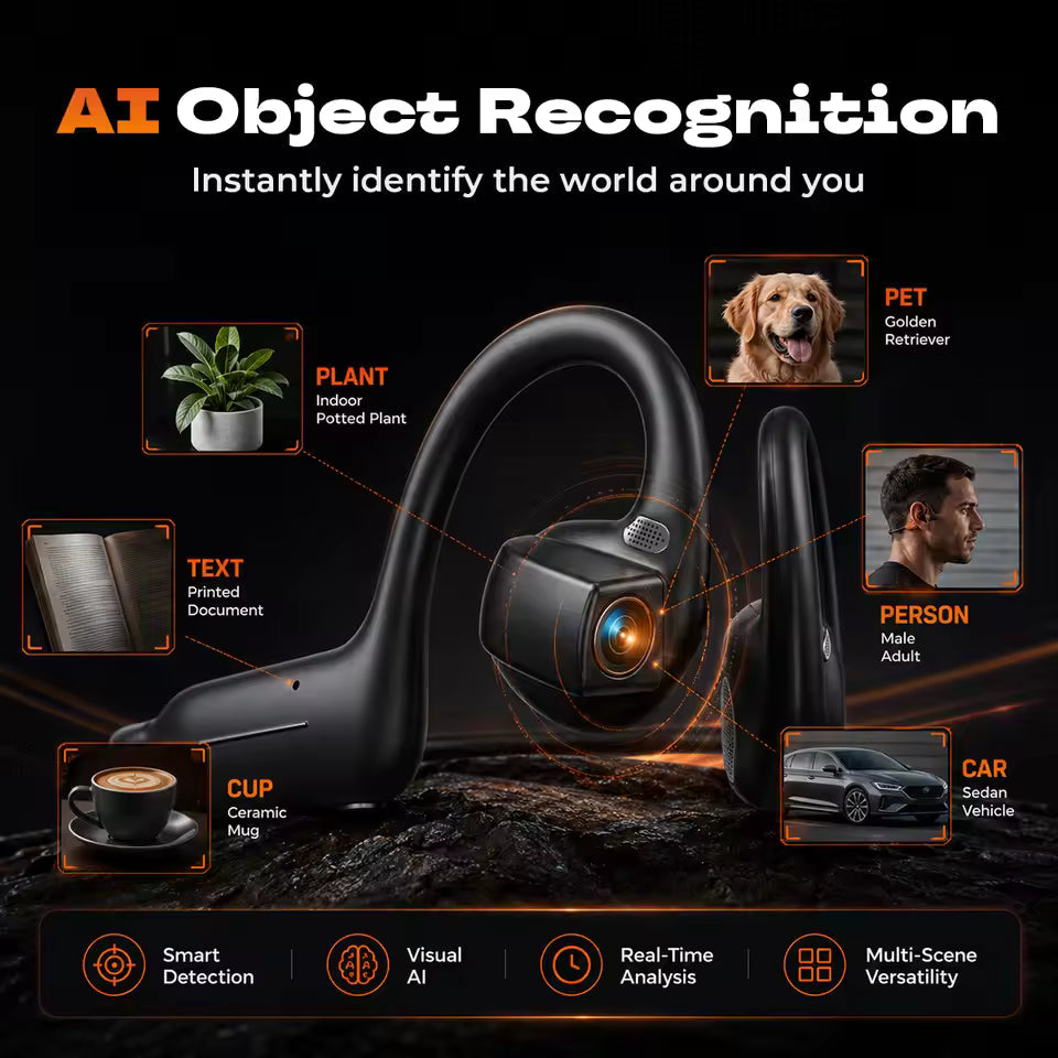 AI Smart Headphones with HD Camera and AI Voice Assistant