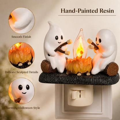 3D Flickering Campfire Plug-In Night Light, Halloween & Christmas Character LED Nightlight