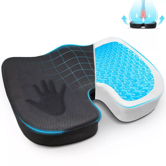 Gel & Memory Foam Coccyx Seat Cushion for Pressure Relief