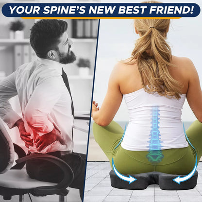Gel & Memory Foam Coccyx Seat Cushion for Pressure Relief