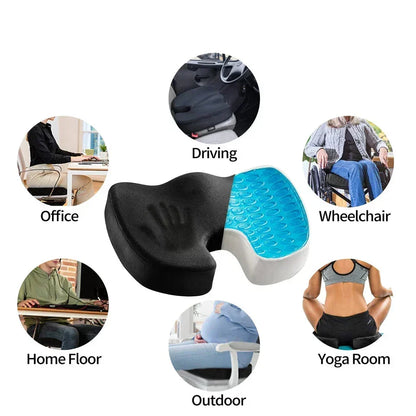 Gel & Memory Foam Coccyx Seat Cushion for Pressure Relief